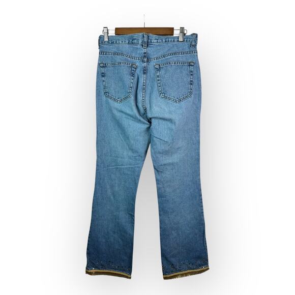 Gap Womens size 6 Flare Vintage Denim Jeans Embellished Fringe Boho Y2K - Picture 2 of 10